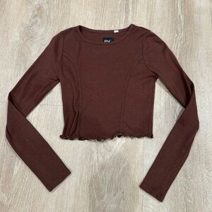 Brown PACSUN long sleeve crop top